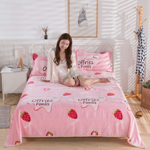 法兰绒床单单件双面绒盖毯单人毛毯双人家用加绒加厚珊瑚毛绒被单