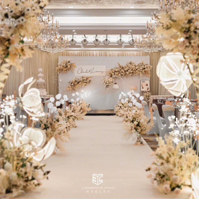 香槟色主题背景板小众型婚礼背景墙KT板定制花艺背景板装饰