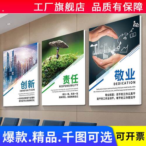 高端企业办公室装饰画背景会议室过道走廊壁画公司团队激励志挂画