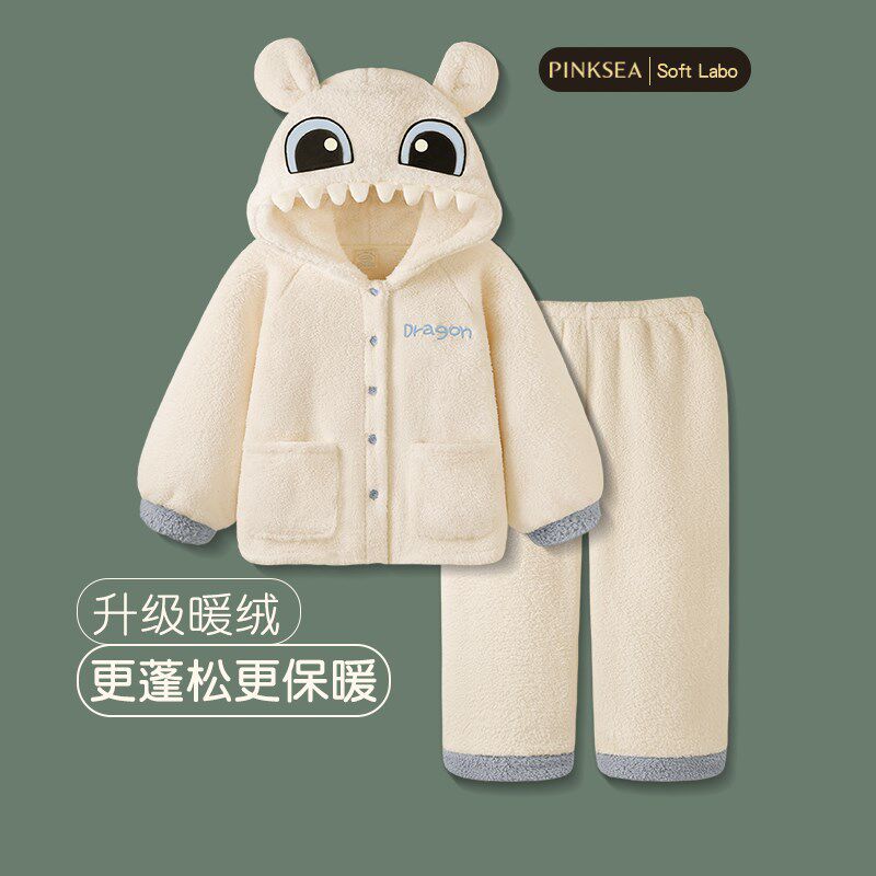 睡衣女款秋冬季可爱加厚珊瑚绒情侣套装新款冬天大码保暖家居服男