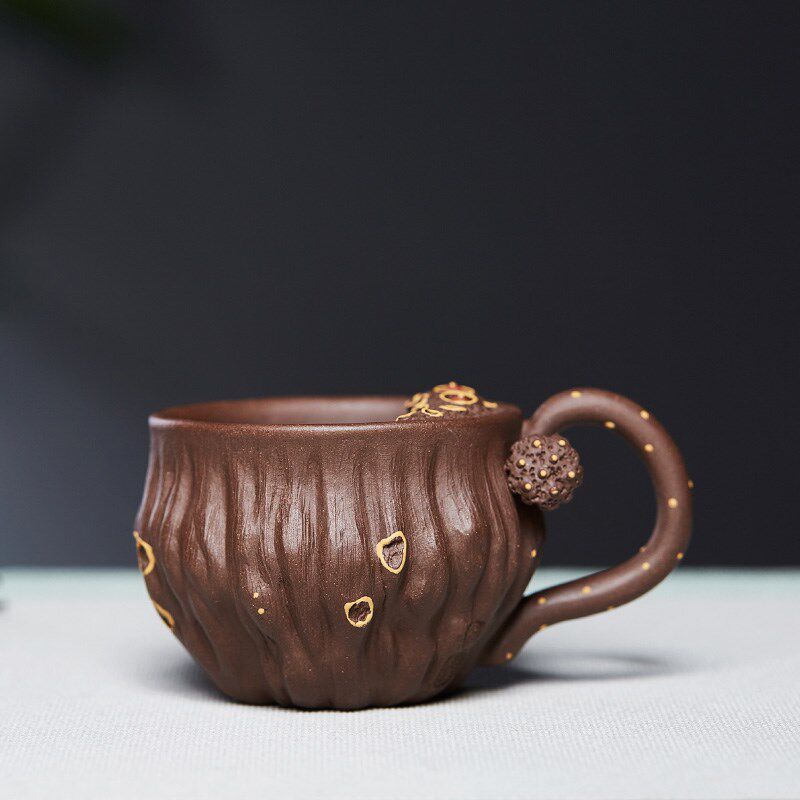 尊壶宜兴紫砂品茗杯莲子主人杯单个带把小茶杯子茶碗陶瓷功夫茶具