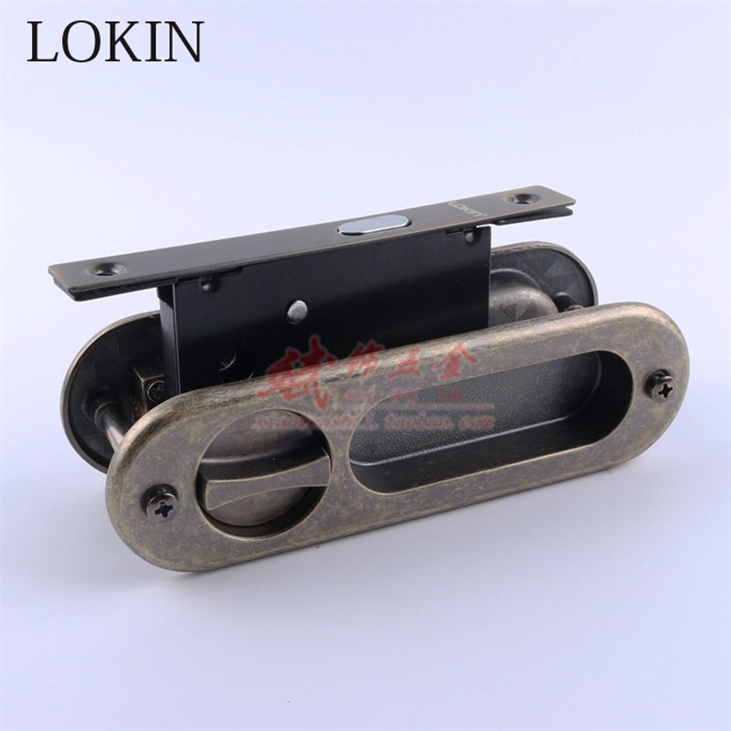LOKIN美式仿古移门锁厨房卫生间推拉门钩锁欧式做旧仿古折叠门锁