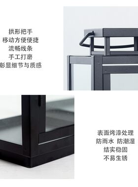 欧式复古铁艺玻璃防风蜡烛摆件庭院风灯家居装饰户外婚庆烛台家用