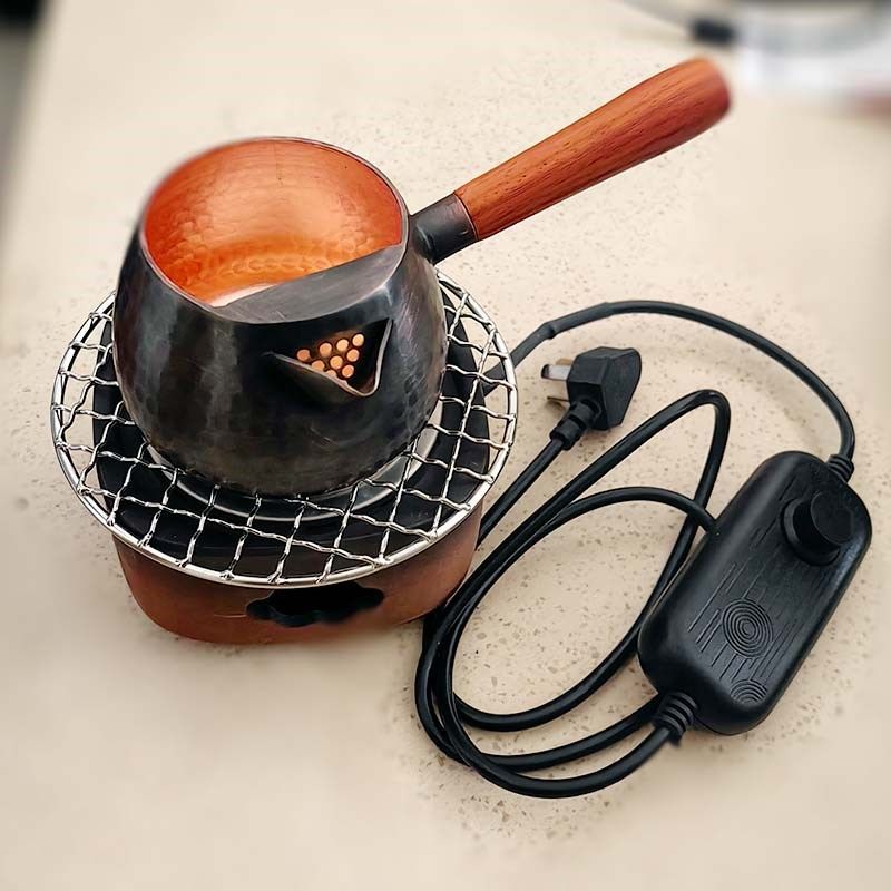 罐罐奶茶围炉煮茶电热炉电炉子电陶炉煮茶器茶炉甘肃纯紫铜茶罐子