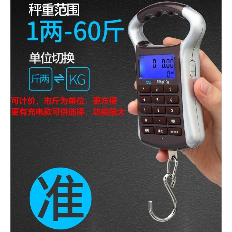 充电计价秤cnw电子秤手提秤快递秤钓鱼称家用弹簧秤买菜秤卖菜秤