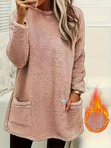 Women's Casual Oversized Pullover Sweatshirt - Cozy Round