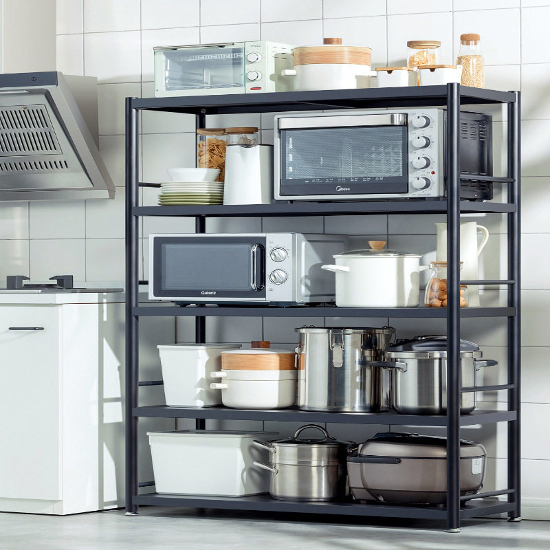 不锈钢厨房置物架落地多层收纳架微波炉架子放锅烤箱储物架柜包邮