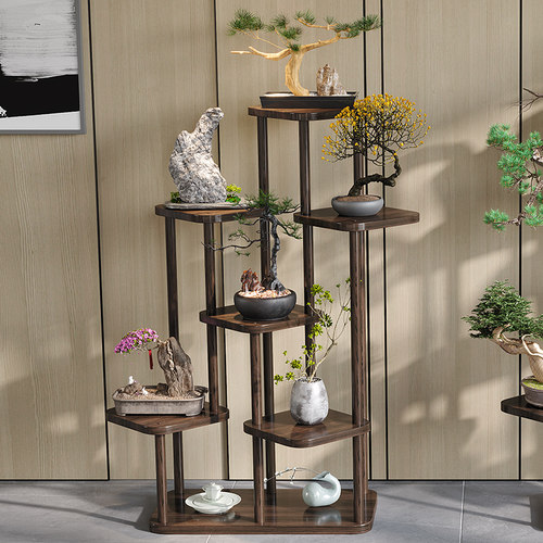 茶具茶室茶柜置物架多宝阁实木摆件新中式博古架茶叶架茶架展示架
