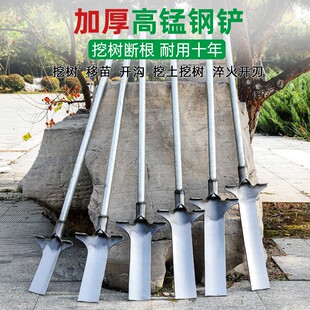 挖树神器全锰钢加厚洛阳铲子铁锹户外移苗起桩挖土坑开沟专用工具