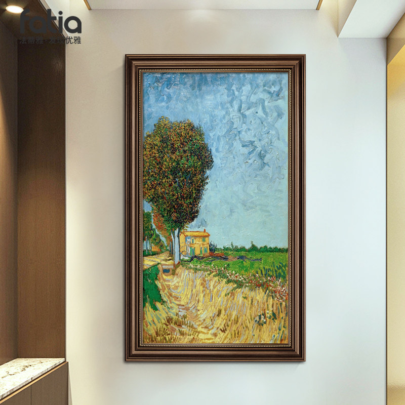 美式入户玄关画装饰画风景名画走廊过道壁画竖版2022年新款高级感