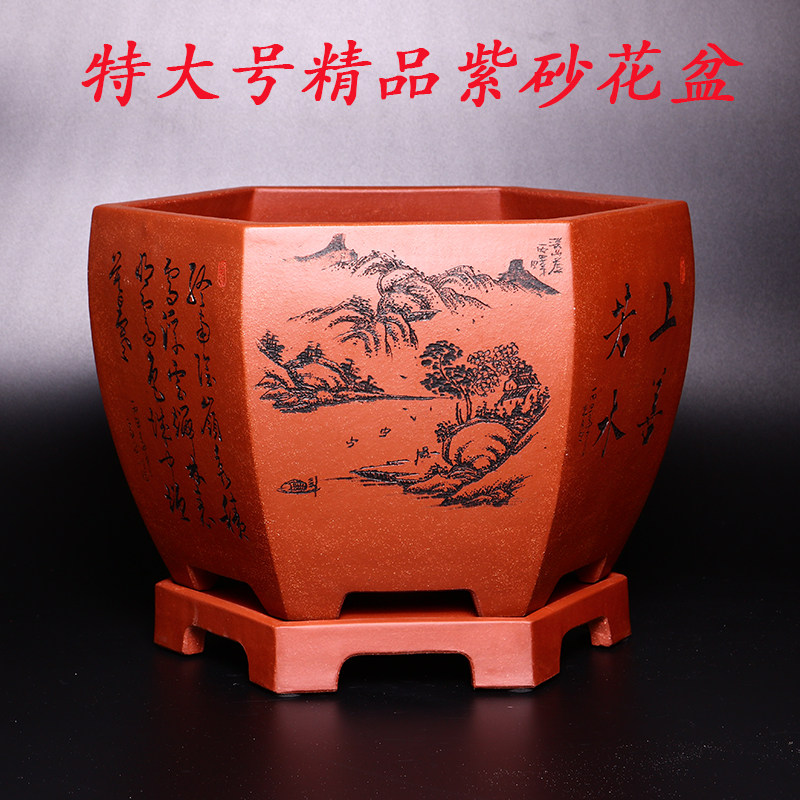 君子兰花盆陶瓷大号中国风简约室内客厅特大号发财树紫砂花盆精品