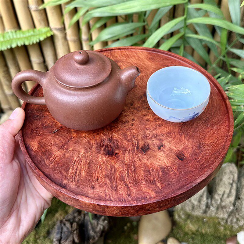 树瘤老料缅甸花梨瘿木 漂亮鬼脸纹葡萄纹干泡台茶托壶垫杯垫瘤疤