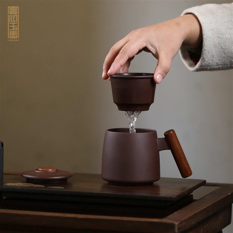 一心玉壶原矿紫砂茶滤网马克杯节日送领导老师长辈礼品礼盒套装