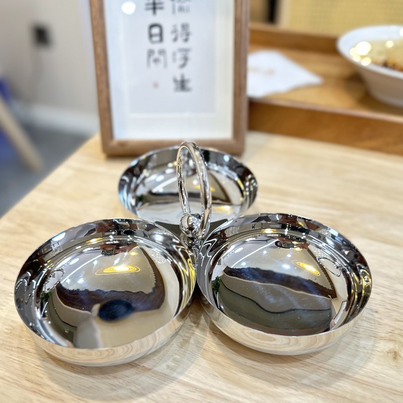 欧式不锈钢茶点盘创意水果盘家用茶几零食糖果点心干果碗小吃碟