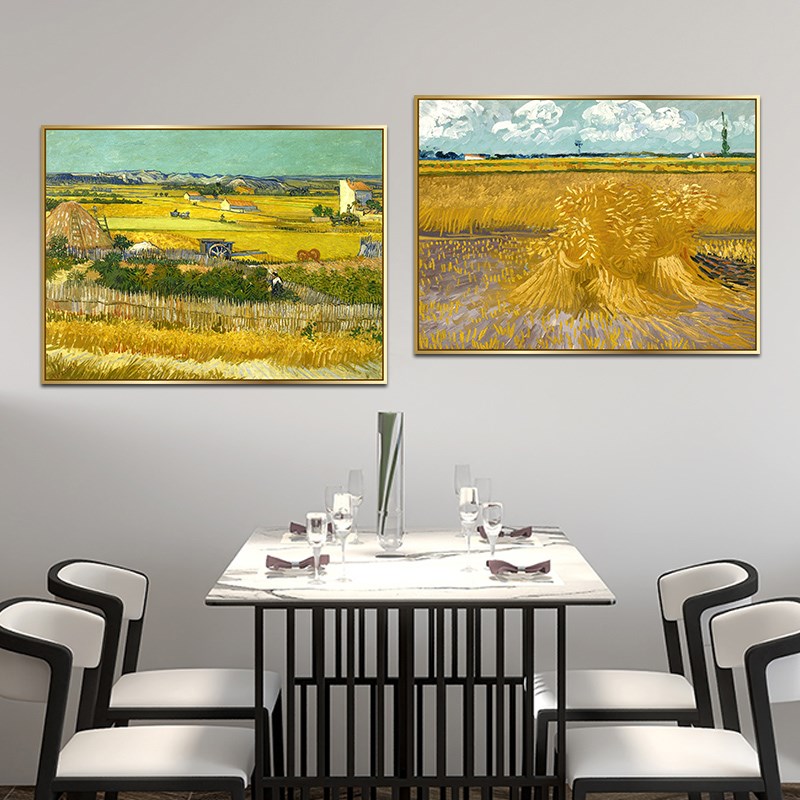 梵高丰收油画世界名画客厅装饰画餐厅星空挂画卧室沙发背景墙壁画