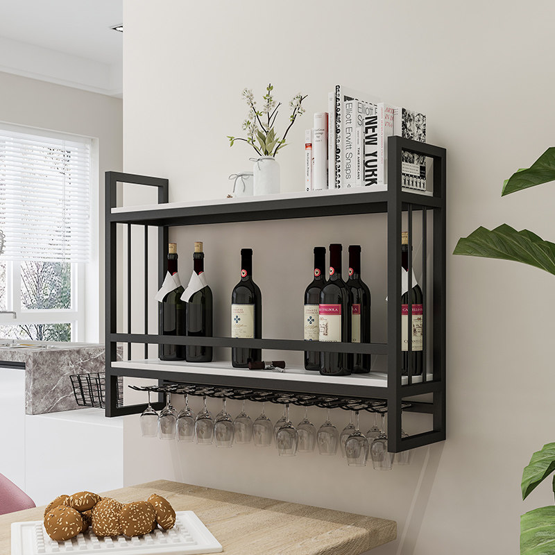 北欧铁艺酒架壁挂置物架创意红酒展示架墙上装饰金属架悬挂杯架