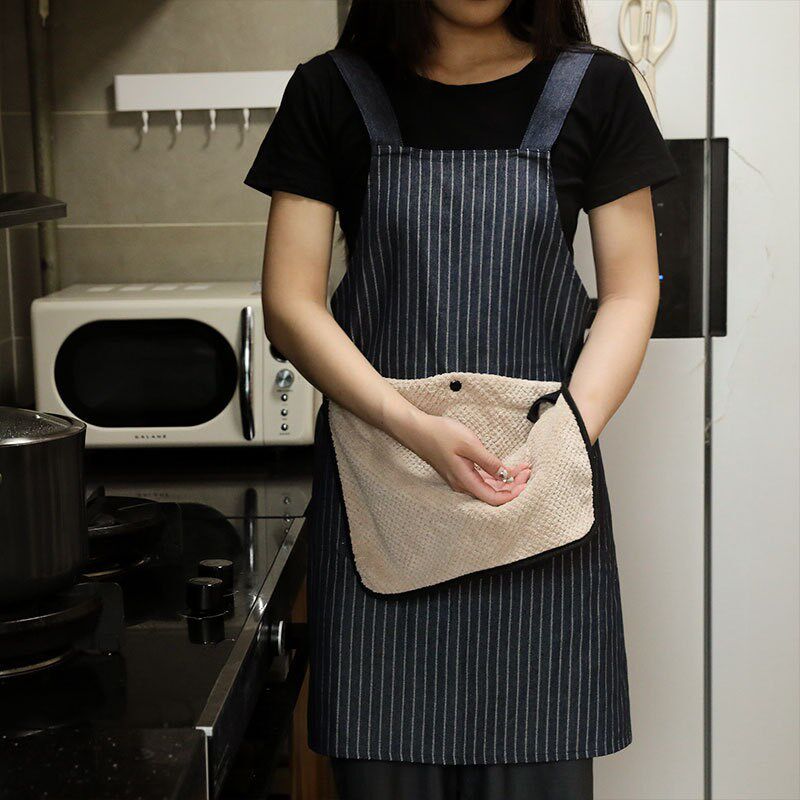 可擦手围裙厨房家用2025新款女防油高级感年轻款做饭男围腰带毛巾图片