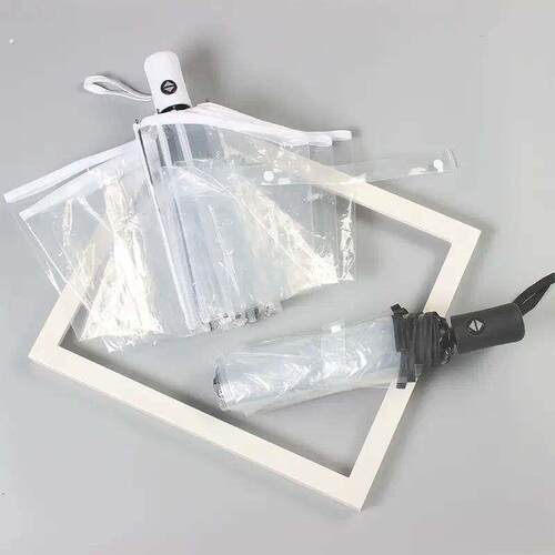 透明雨伞可折叠白色日系三折伞男女生高颜值网红拍照伞大号自动伞