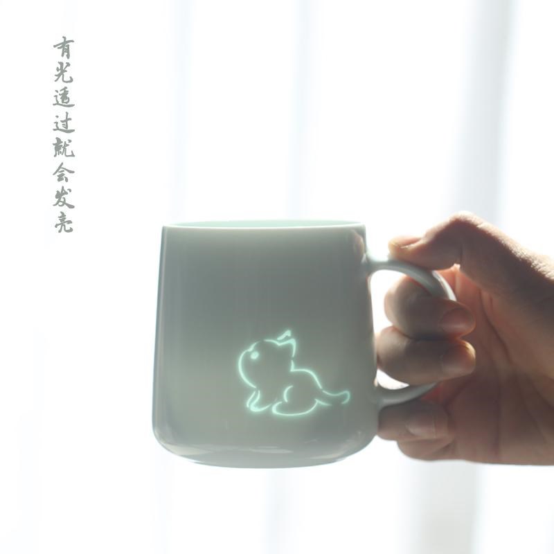 子木猫咪马克杯景德镇玲珑陶瓷水杯高级感小众情侣礼物陶瓷杯子女