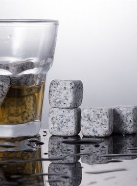 威士忌冰酒石冰块石头洋酒冰酒石家用冰镇石方形木盒套装天然石头