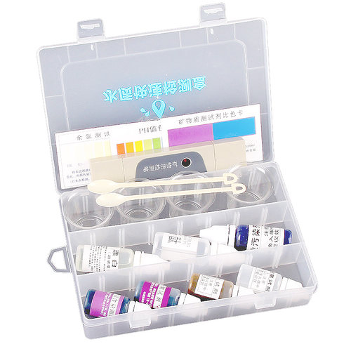快速水质检测分析透明盒测水ph值酸碱度余氯试剂矿物质测试导电笔