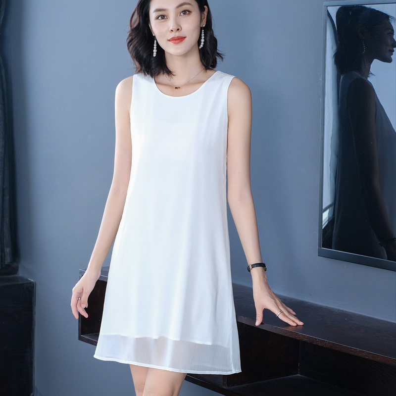雪纺背心裙女夏中长款宽松内搭打底裙2021新款大码无袖吊带连衣裙