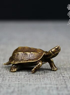实心纯黄铜乌龟小摆件龙虾古铜茶宠饰品工艺品礼品手把玩件铜器