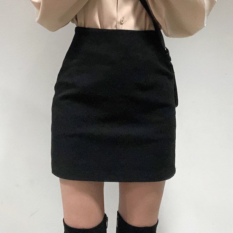 黑色毛呢半身裙秋冬包裙女新款显瘦紧修身弹力高腰一步短裙包臀裙