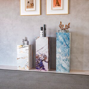 梵高印象意式奢石岩板花架子高端客厅家居酒店展厅商用摆件展示台