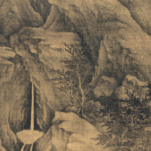 五代十国 董源 溪岸图高清微喷复制仿古山水画临摹画稿装饰画画心