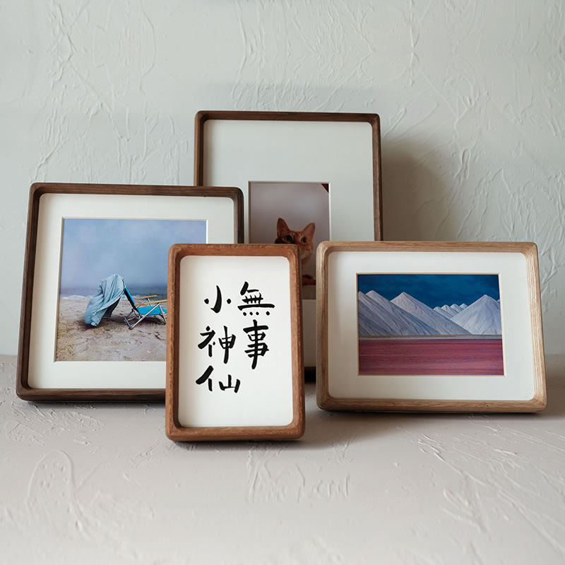 手工实木质加相框6寸8寸创意框复古摆台洗照片框装裱原木画框摆件