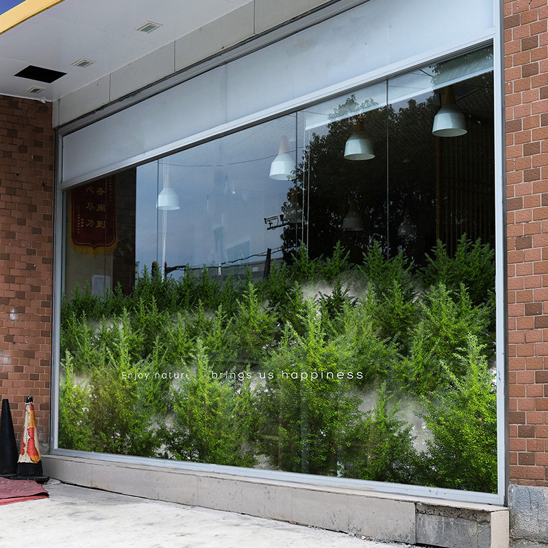 森林意境贴膜楼盘自然树木办公室会议室餐厅样板房橱窗户玻璃静电