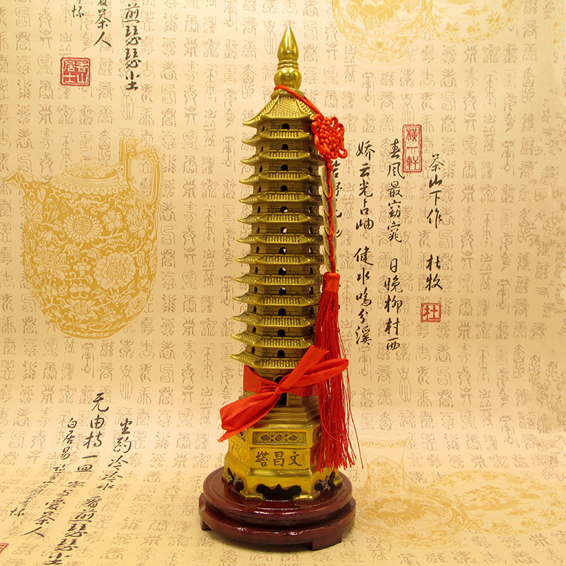 纯铜七层九13十三层文昌塔摆件加厚铜塔装饰品办公室家居书房摆设