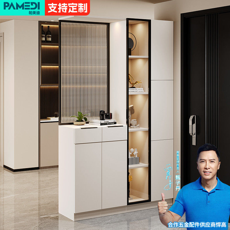 实木玄关柜鞋柜一体入户正对门储物柜屏风门厅柜可定制客厅隔断柜