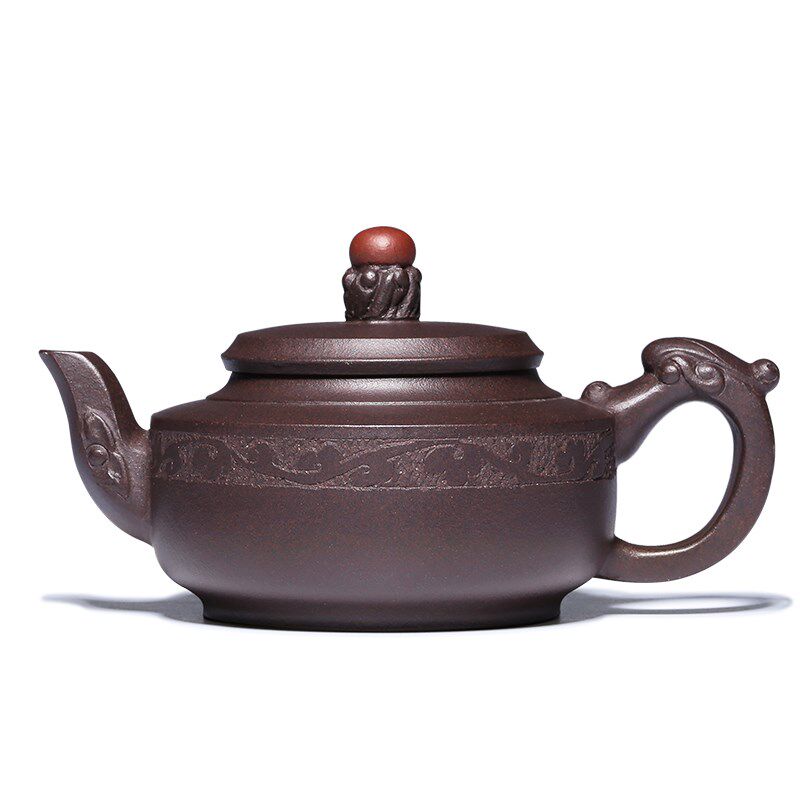 御壶茗香宜兴名家纯全手工紫砂壶原矿老紫泥龙纹一粒珠壶茶具茶壶
