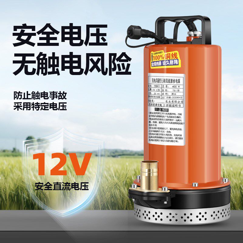 遥控无线抽水泵锂电池大功率直流无刷潜水泵农用永磁无刷抽水机