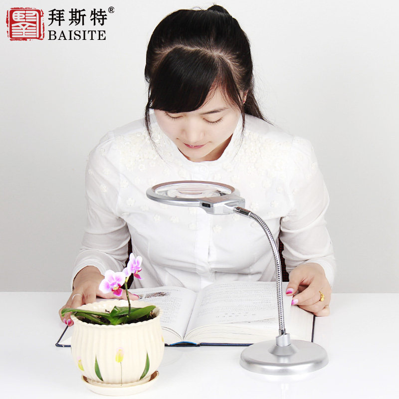 台式放大镜高清老人阅读手工篆刻燕窝挑毛专用台灯支架带灯工作台
