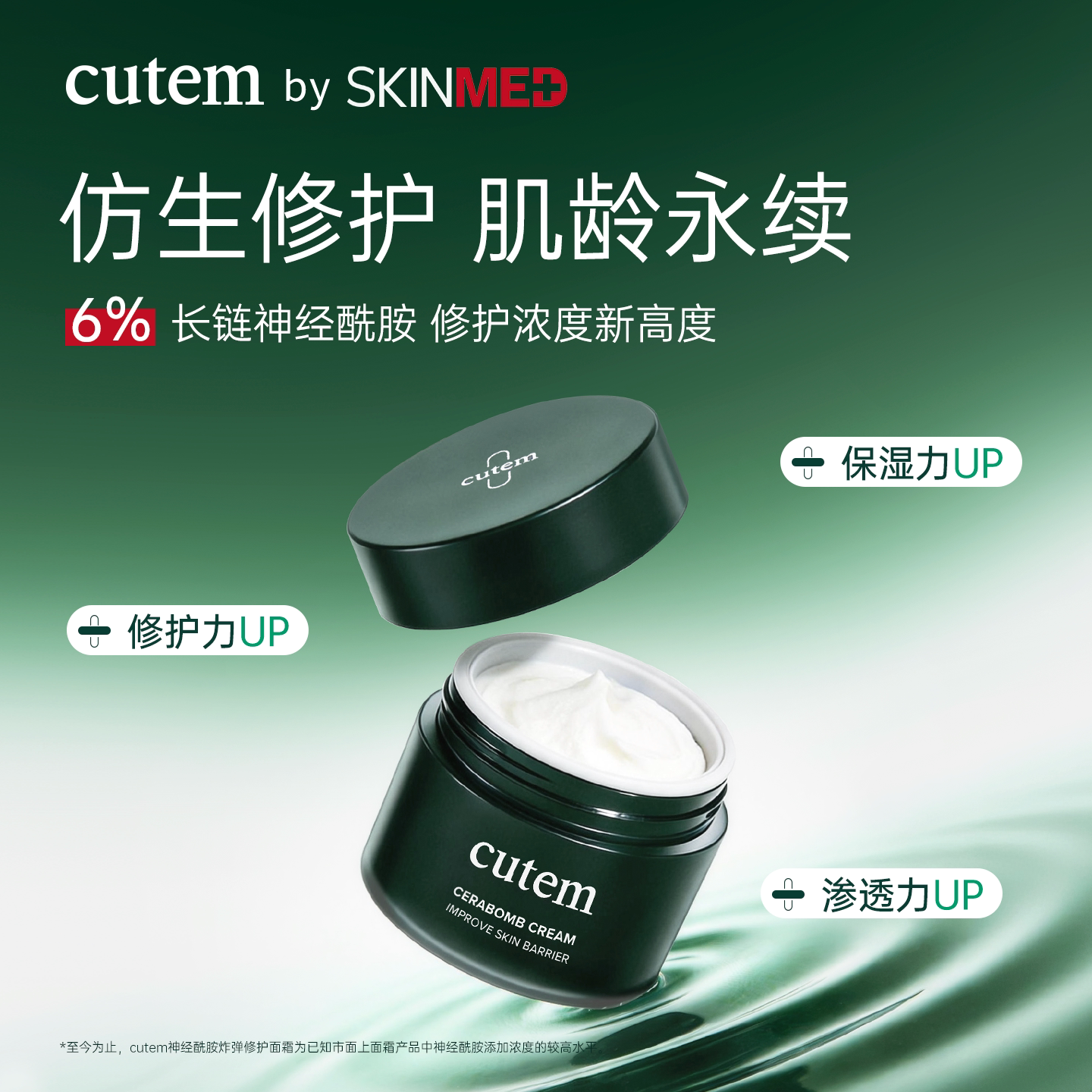 CUTEM科恬屏障修护保湿面霜神经酰胺塑颜敏肌纯素泛红多效润肤霜
