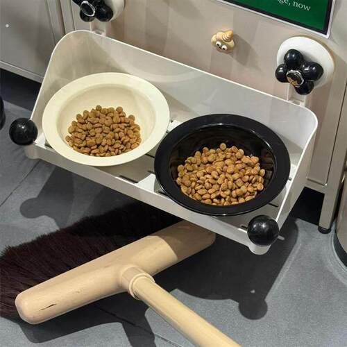 悬空猫碗架防蟑螂护颈免打孔可调节稳固防滑大口径猫食盆架省空间