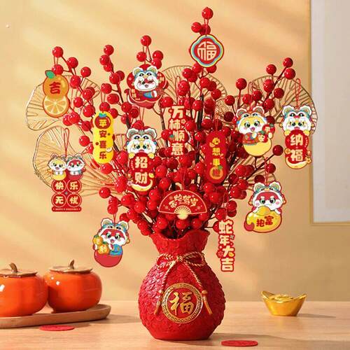 新年福桶摆件2026新款春节布置装饰发财果马年客厅酒柜过年装饰品
