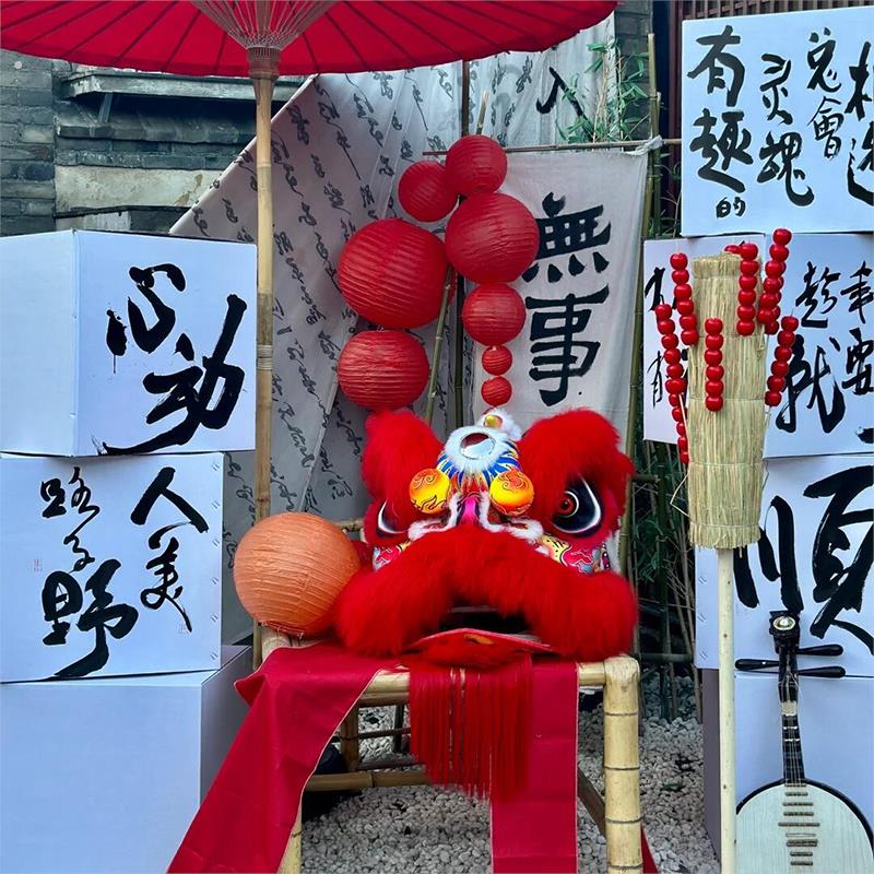 店铺国风装饰醒狮头门店龙狮文化布置摆件活动节日场景布置狮子头