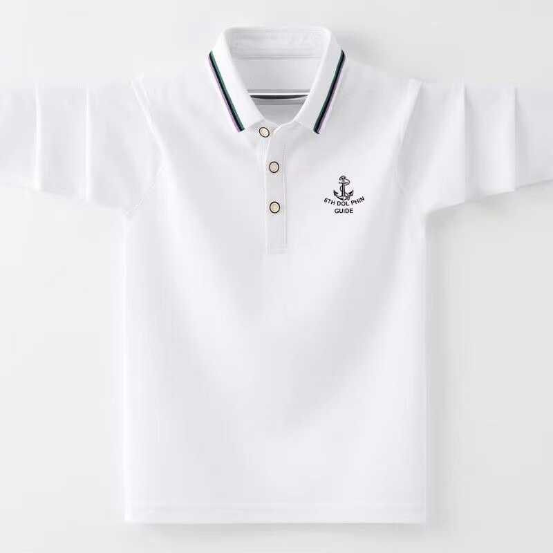 男童长袖T恤春秋装中大童Polo衫男孩儿童上衣春秋白色衣服新款潮