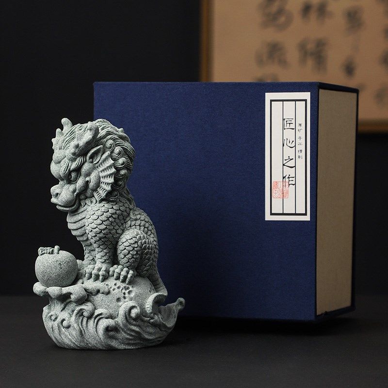 国风青砂石神兽动物茶宠小物件创意鱼缸造景装饰品摆件工艺品礼物