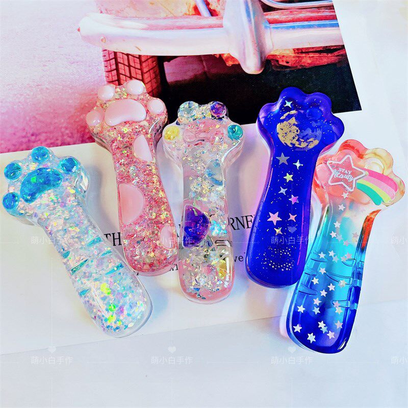 猫爪棒钥匙扣挂件水晶滴胶成品定制创意包包挂链可爱卡通生日礼物