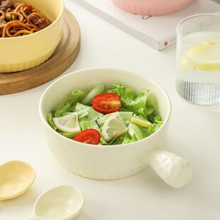 有手柄的碗陶瓷焗烤碗水果沙拉碗高颜值多功能泡面碗烘焙碗耐高温