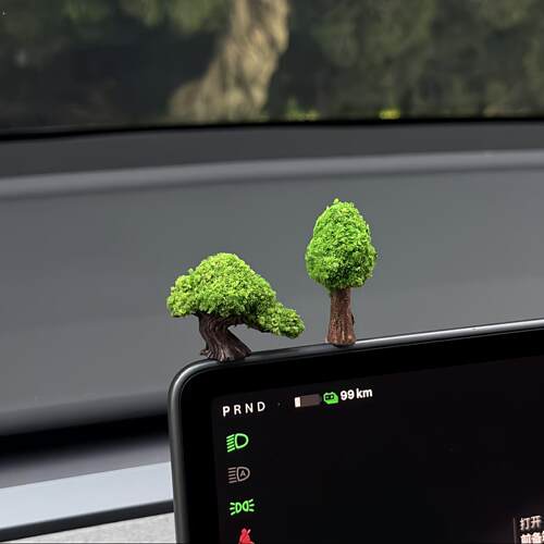 发财树车载摆件迷你微缩汽车中控台装饰高级感彷真苔藓装饰内饰