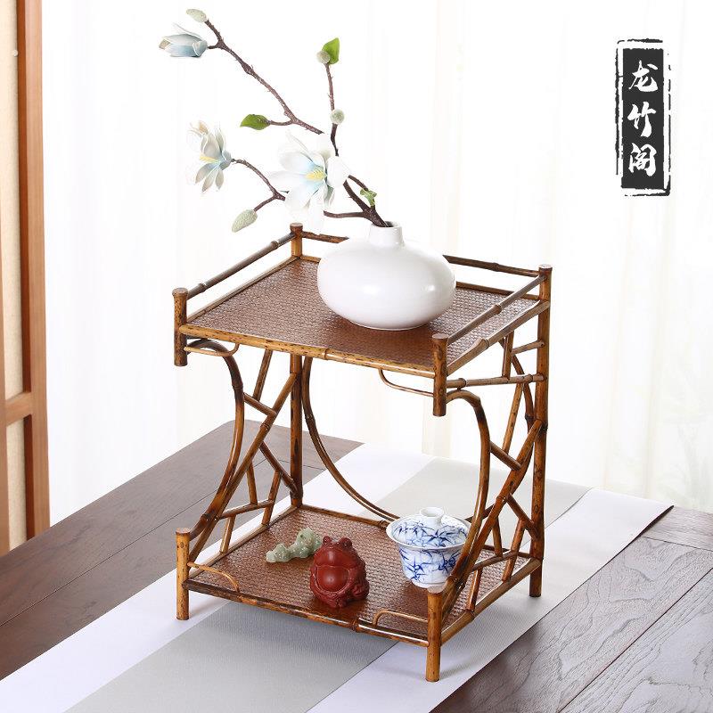 茶杯架子茶室桌面上功夫茶具收纳展示柜置物架新中式梅鹿竹茶棚架