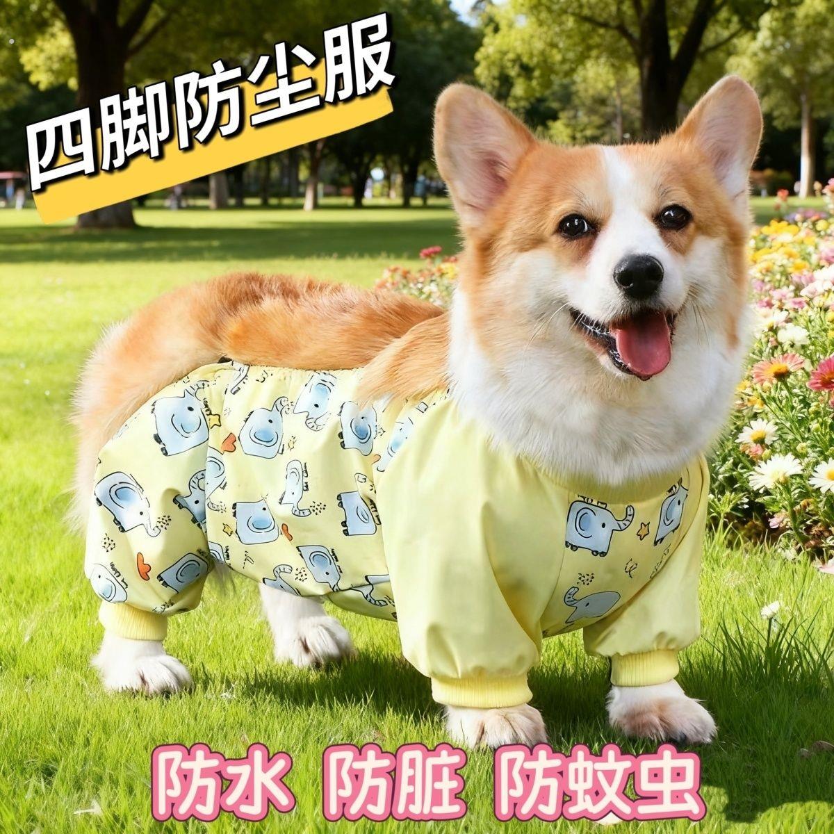 柯基护肚子防脏服防尘服四季通用防着凉中小型犬衣服可爱四脚衣服