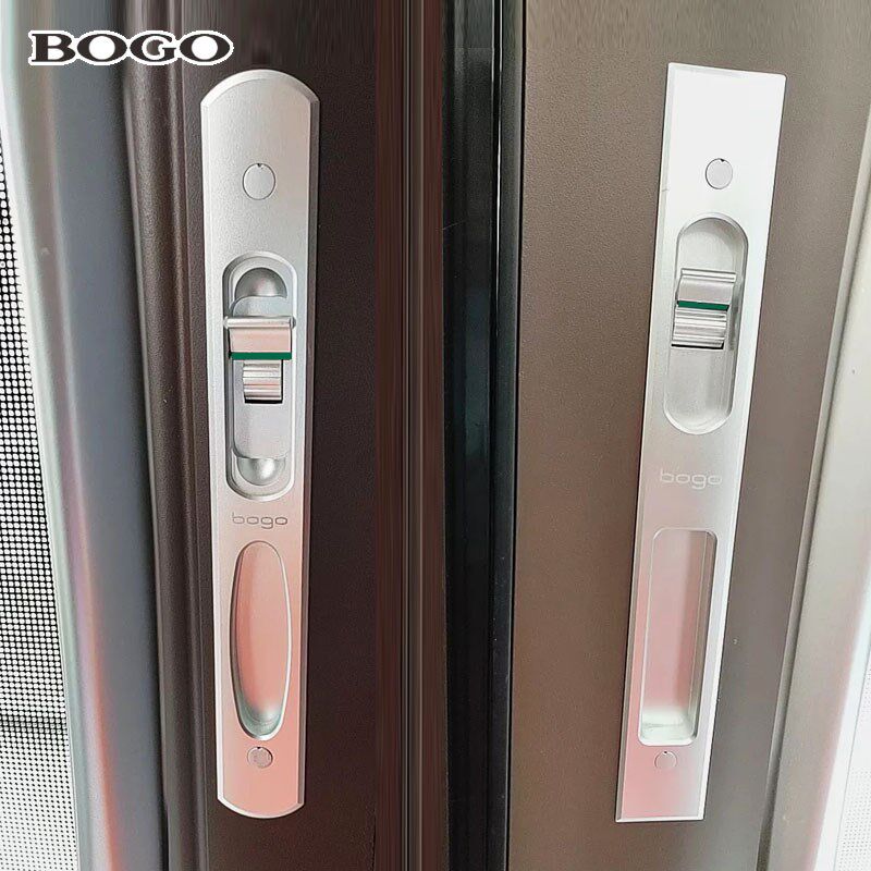 BOGO宝高铝合金推拉门凹面锁移门小凹弧阳台门锁具条形双面钩锁