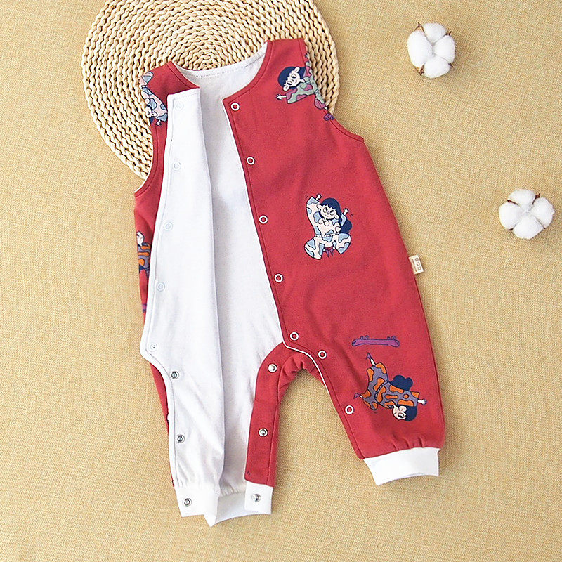 婴儿背带裤春秋薄款外穿宝宝纯棉连体开裆裤男女儿童春装双层裤子